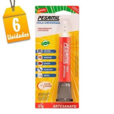 Imagem de Kit Cola Pegamil Universal para Artesanato 51g - 6 unidades