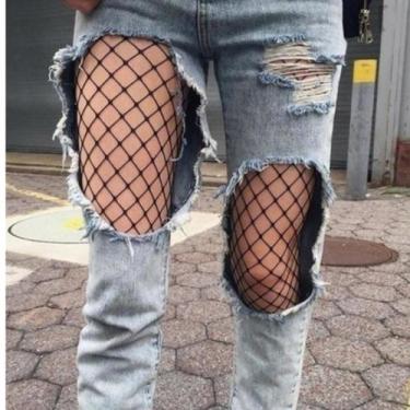 Imagem de Meia calça trama arrastão aberta rede - HANG RUI, Único, Preto