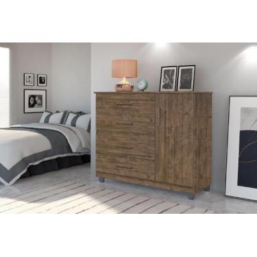 Imagem de Cômoda Organizadora PR 4 Gavetas e 1 Porta Cor Canela - SM