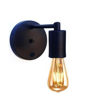 Imagem de Arandela Parede Cabeceira Preto C/ Interruptor+Lâmpada Led - Poliluz