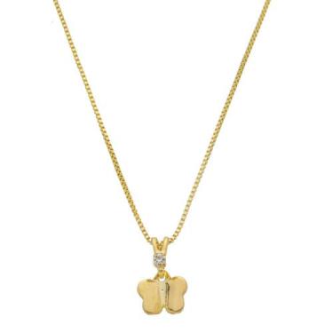Imagem de Colar Corrente Infantil Borboleta Zirconia Banhado A Ouro - Zaireh Ace