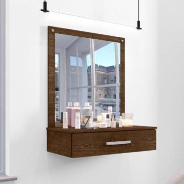 Imagem de Penteadeira com 1 Gaveta e Espelho Saquarema Malbec - Mais de Casa