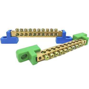 Imagem de Kit 2 Barramentos Universal Neutro + Terra Terminal Barra Borne com 10