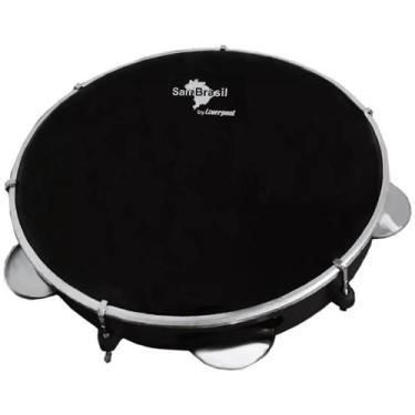 Imagem de Pandeiro liverpool sambrasil premium 10 preto c/ pele preta