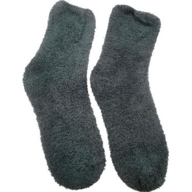 Imagem de kit 2 pares Meia Pelúcia Masculino lisa Inverno Quente Proteção Frio -