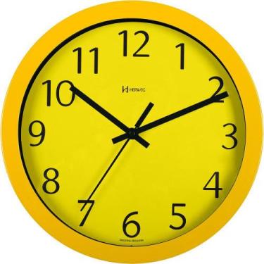 Imagem de Relógio De Parede Alumínio 30cm Preto Herweg 6719, Amarelo