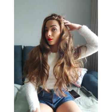 Imagem de Peruca, wig, castanho claro, castanho, ondulada, 80cm, premium - juper