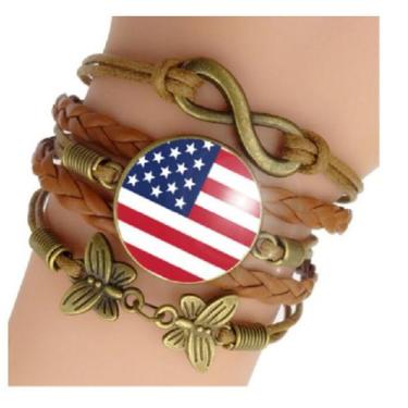 Imagem de Pulseira Feminina Bandeira dos Estados Unidos da América Ajustável - R