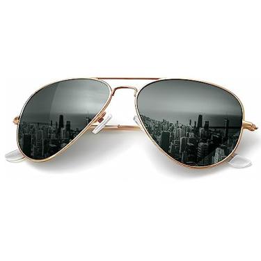 Imagem de KALIYADI Óculos de sol aviador clássicos para homens e mulheres, lentes polarizadas com bloqueio de UV, D Verde escuro, Medium