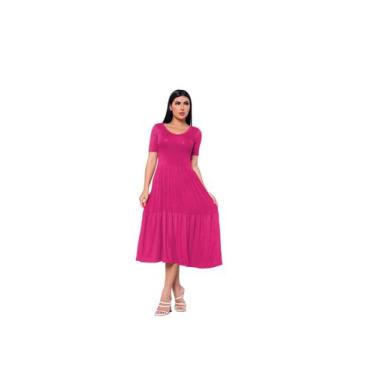 Imagem de Vestido Feminino Casual Saia Duas Marias Mídi Com Decote Em V - Gisele