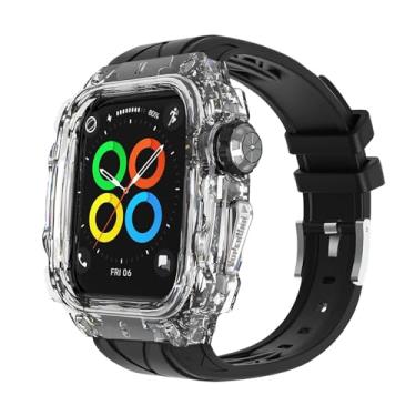 Imagem de Pulseiras com capa compatível com Apple Watch 9/8/7 de 45 mm, FS91 Sport Series, capa protetora de policarbonato para iWatch 6/SE/5/4 44/45 mm (branca)