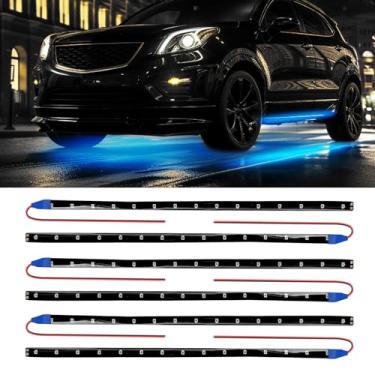 Imagem de HEVLE 6 peças de fita de luz LED de 12 V, luzes interiores automotivas, luzes de brilho à prova d'água para carros, acessórios de veículos de 30,5 cm, lâmpada decorativa para carro, motocicletas,