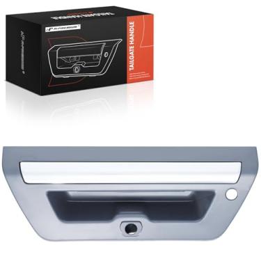 Imagem de A-Premium Maçaneta de porta traseira com orifício para câmera compatível com Ford F-150 F150 2015 2016 2017, caixa preta lisa com alavanca cromada, substituição # FL3Z9943400EAPTM