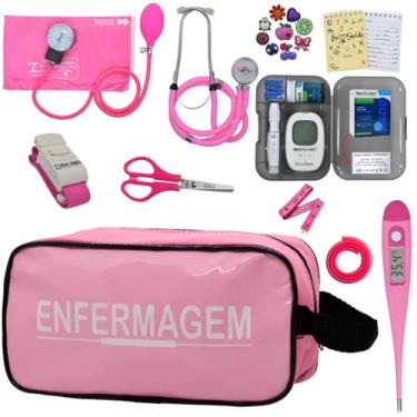 Imagem de Kit Enfermagem Aparelho de Pressão Estetoscópio Medidor Glicose Premiu