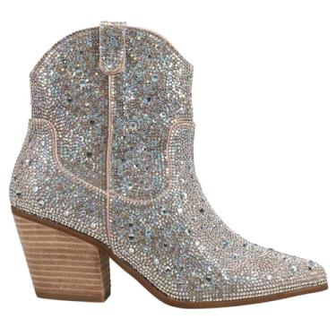 Imagem de Matisse Bota feminina Harlow com strass casual salto médio 5-7,6 cm - rosa, Strass transparente, 37