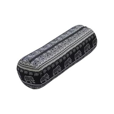 Imagem de Almofadão de Yoga - Bolster Cilíndrico Estampado Elefante Preto