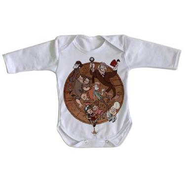 Imagem de body nenê criança roupa bebê manga longa  Gravity Falls círculo todos 