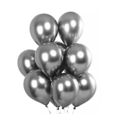 Imagem de Balão Bexiga Metalizada 9 pol Redonda Prata - HAPPY DAY