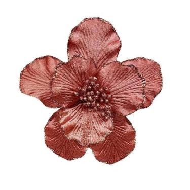 Imagem de Flor de Natal Magnólia tecido luxo com brilho cores c/4 - Magizi, Rose