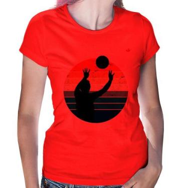 Imagem de Baby Look Vôlei Vintage Sunset - Foca na Moda, Vermelho, P