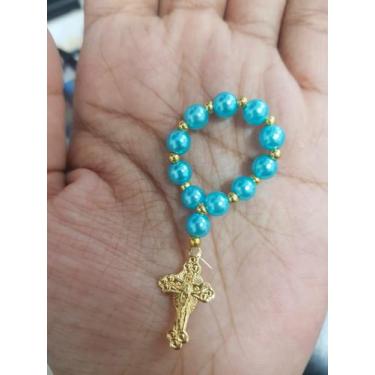 Imagem de 10 Mini Terços batismo crisma ,eucaristia ou casamento - 10 unidades -