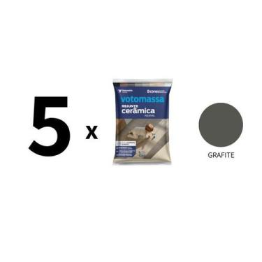 Imagem de Kit 5 Sacos De Rejunte Cerâmica Votomassa Grafite 1Kg - Votoran