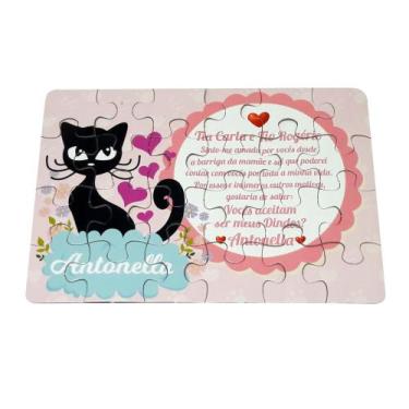 Imagem de Quebra-Cabeça Personalizado Gatinho Preto Batizado Bebê - GMH Prod. Se