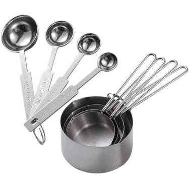Imagem de Kit Medidor Inox Cozinha 8 Peças Colher Sopa Cha E Xicara Frigopro