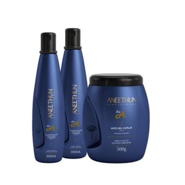 Imagem de Kit Aneethun com 2 Shampoos Linha A 300ml e 1 Mascara 500g