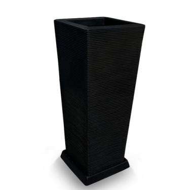 Imagem de Vaso De Planta + Prato Decorativo Polietileno 90X40 Preto - Foster Pla