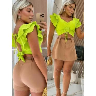Imagem de Saia shorts com cinto em aalfaiataria - Stillos Modas, Capuccino, P