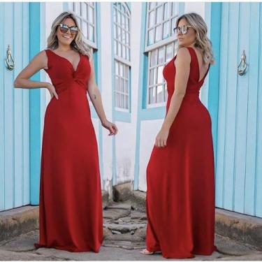 Imagem de Vestido Longo Feminino Decote Em V Cachequere - innvistamoda, Vermelho