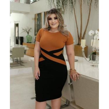 Imagem de Vestido Plus Size Detalhe em X Moda Feminina Evangélica - MISS FLOWER,