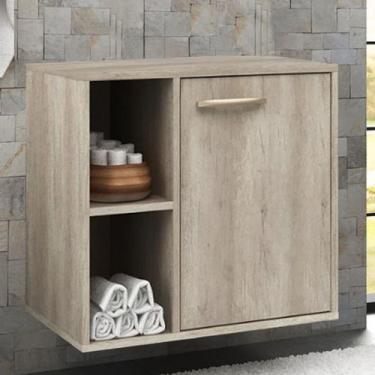 Imagem de Gabinete para banheiro Anne 60cm 01 porta sem cuba Barrique/Branco Móv