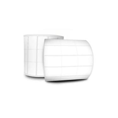 Imagem de 10 Rolos Etiqueta Adesiva Couche 34x23 3 Carreiras Branca - RPrint Eti