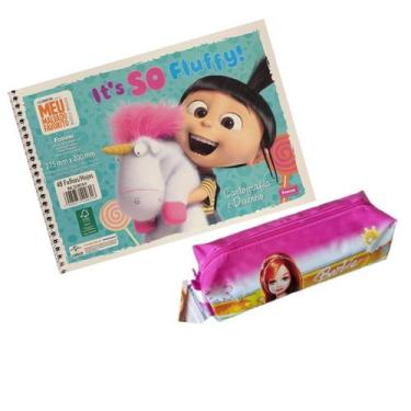 Imagem de Kit Caderno Desenho Esp 48fls Malvado Favorito e Estojo - Foroni