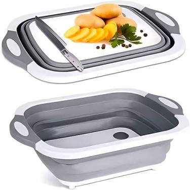 Imagem de Tábua Escorredor Dobrável Bacia 3 Em 1 Carnes Vegetais Fruta - TOP RIO