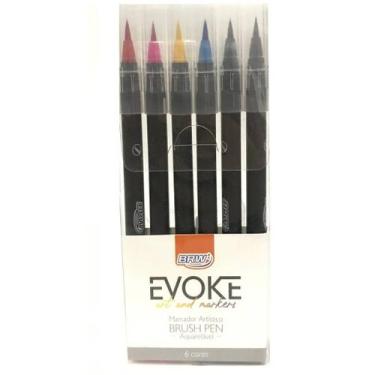 Imagem de Marcador Brush Pen Evoke Aquarelavél - 6 Cores BRW