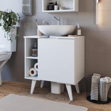 Imagem de Gabinete de Coluna para Banheiro 1 Porta 2 Nichos Slim - Emovell