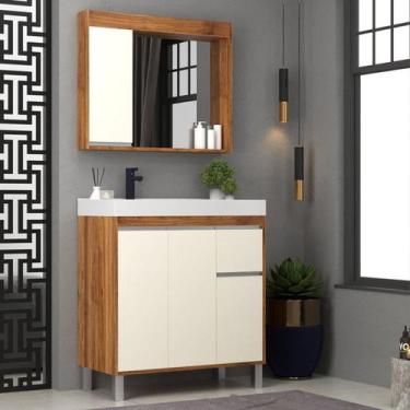 Imagem de Gabinete de Banheiro 80cm com Lavatório e Armário Ref 870 Cewal - Amen