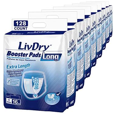 Imagem de Absorventes para incontinência da LivDry | Proteção extra absorvente para adultos, unissex | Almofada descartável confortável (128 unidades, comprimento longo)