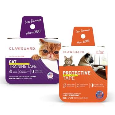 Imagem de CLAWGUARD Pacote – Fita de proteção contra arranhões para cães de um lado XL rolo e fita de treinamento para gatos, antiarranhões, dissuasão de gatos, rolo GG dupla face. Pacote protetor de móveis
