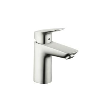 Imagem de hansgrohe Torneira de pia de banheiro moderna de baixo fluxo de água com 1 alça e 15 cm de altura da Logis em níquel escovado, 71100821