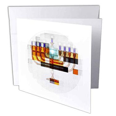Imagem de 3dRose MENORAH - MOSAIC - Cartões comemorativos, 15,24 x 15,24 cm, conjunto de 12 (gc_8354_2)