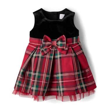 Imagem de The Children's Place Vestidos elegantes sem mangas para bebês meninas e recém-nascidos, Xadrez vermelho clássico, 12-18 Meses