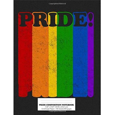 Imagem de Pride Composition Notebook Grid/Graph Paper 7.44" x 9.69"(18.9 x 24.61 cm 100 sheets 200 pages: Gay Pride Rainbow Outline Flag Distressed Vintage Retro Design
