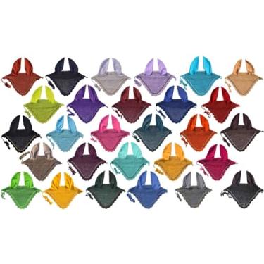 Imagem de Touca de orelha de cavalo chapéu de orelha, capô, capô, máscara, véu de mosca, algodão feito à mão (pônei, rosa)