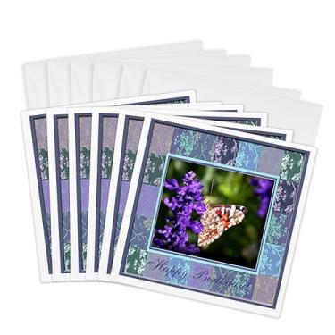 Imagem de 3dRose Cartões comemorativos Skipper Butterfly Happy Birthday 15,24 x 15,24 cm, conjunto de 6 (gc_27373_1)