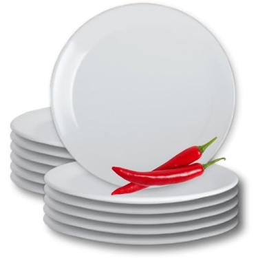 Imagem de Pratos de aperitivo de salada de melamina Steelite, Creations Melamina Nordic Improv resistente a quebras comercial Foodservice Restaurante Hospitality Industry Use, redondo, 20 cm, branco, 12 peças