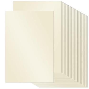 Imagem de 36 folhas de papelão perolado cintilante 21,6 cm x 28,5 cm de espessura, glitter metálico, 230 g/m² dupla face para convites, confecção de cartões, artesanato DIY, certificados, casamentos (creme)